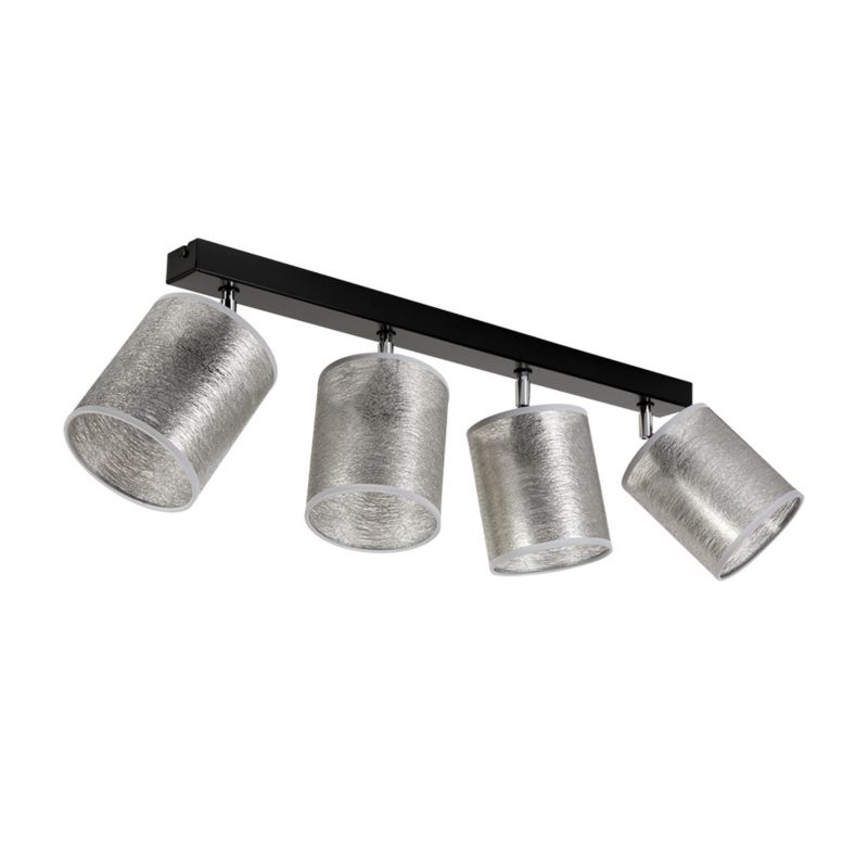 Lampa Sufitowa SPOT Light 4xE27 Max.25W Elegancka Czerń w Połączeniu z Srebrnymi Abażurami, Polski Producent, 1 szt.