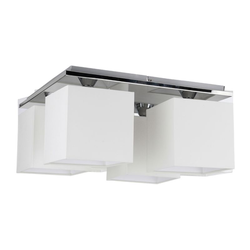 Lampa Sufitowa SPOT Light  4xE27 Max.25W Klasyczne Połączenie Chromu i Białej Tkaniny, Polski Producent, 1 szt.
