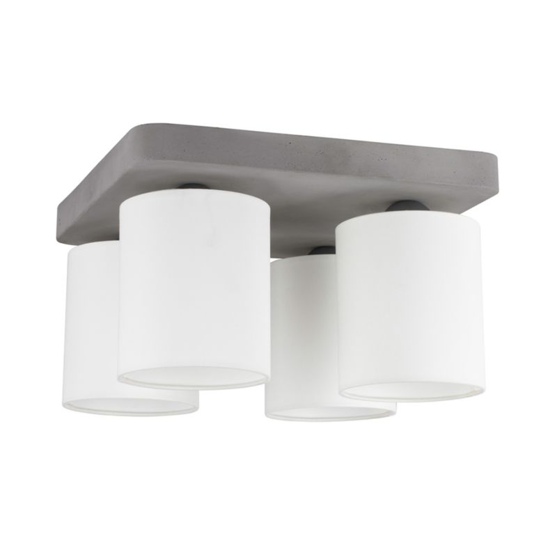 Lampa Sufitowa SPOT Light 4xE27 Max.25W Klasyczny Szary Beton z Białą Tkaniną, Polski Producent, 1 szt.