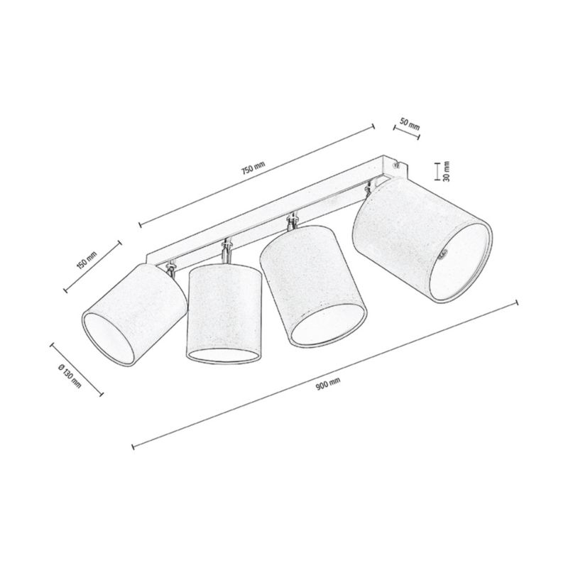 Lampa Sufitowa SPOT Light 4xE27 Max.25W Połączenie Czerni z Beżowymi Abażurami, Polski Producent, 1 szt.