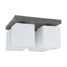 Lampa Sufitowa SPOT Light 4xE27 Max.25W Szary Beton w Połączeniu z Białą Tkaniną, Polski Producent, 1 szt.
