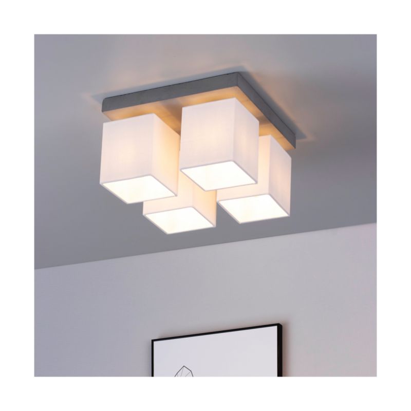Lampa Sufitowa SPOT Light 4xE27 Max.25W Szary Beton w Połączeniu z Białą Tkaniną, Polski Producent, 1 szt.