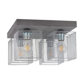 Lampa Sufitowa SPOT Light 4xE27 Max.60W Klasyczny Szary Beton z Chromowanym Kloszem, Polski Producent, 1 szt.
