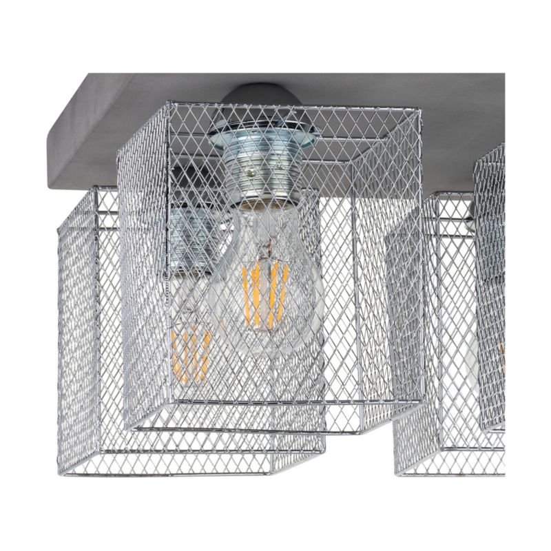 Lampa Sufitowa SPOT Light 4xE27 Max.60W Klasyczny Szary Beton z Chromowanym Kloszem, Polski Producent, 1 szt.