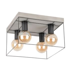 Lampa Sufitowa SPOT Light 4xE27 Max.60W Połączenie Szarego Betonu z Czarnym Akcentem, Polski Producent, 1 szt.