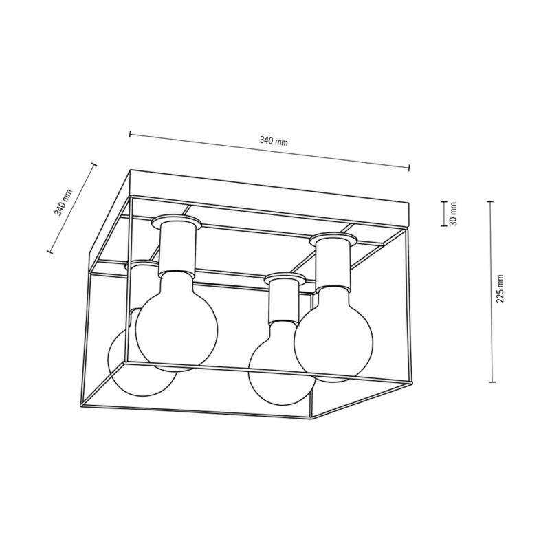 Lampa Sufitowa SPOT Light 4xE27 Max.60W Połączenie Szarego Betonu z Czarnym Akcentem, Polski Producent, 1 szt.