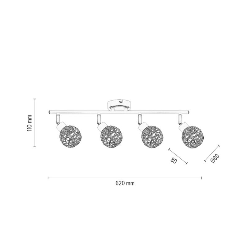 Lampa Sufitowa SPOT Light  4xG9 Max.40W Klasyczne Połączenie Bieli i Chromowanych Kloszy, Polski Producent, 1 szt.