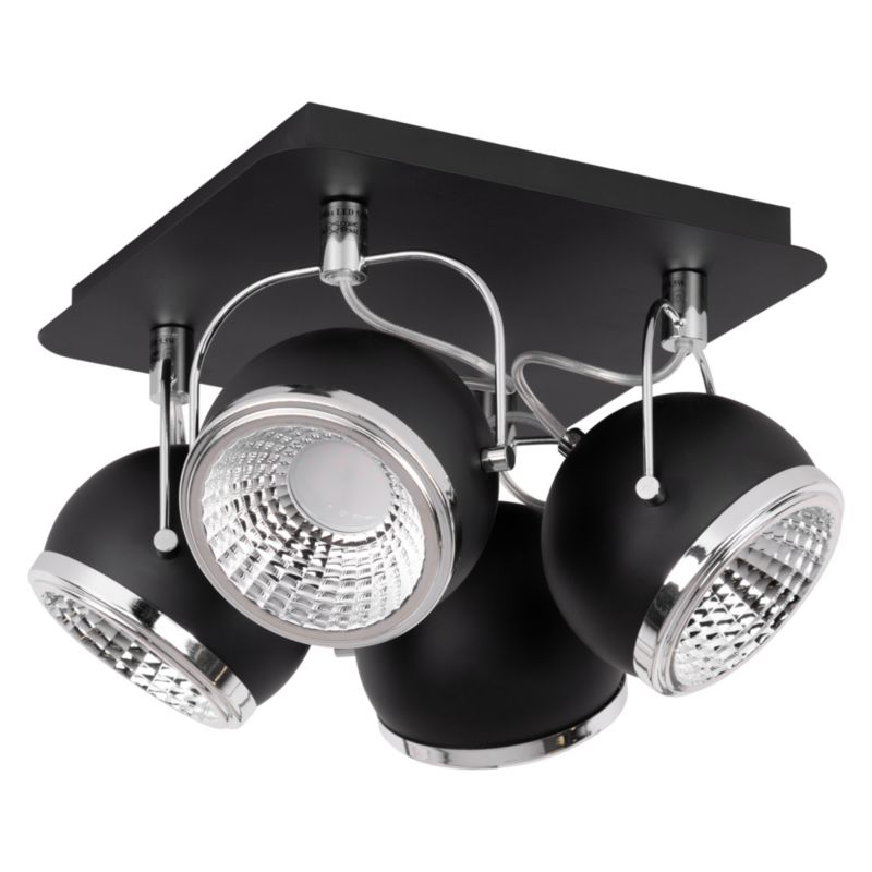 Lampa Sufitowa SPOT Light  4xGU10 LED 6W Klasyczna Czerń w Industrialnym Stylu, Polski Producent, 1 szt.