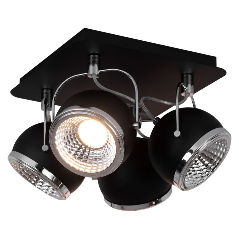 Lampa Sufitowa SPOT Light  4xGU10 LED 6W Klasyczna Czerń w Industrialnym Stylu, Polski Producent, 1 szt.