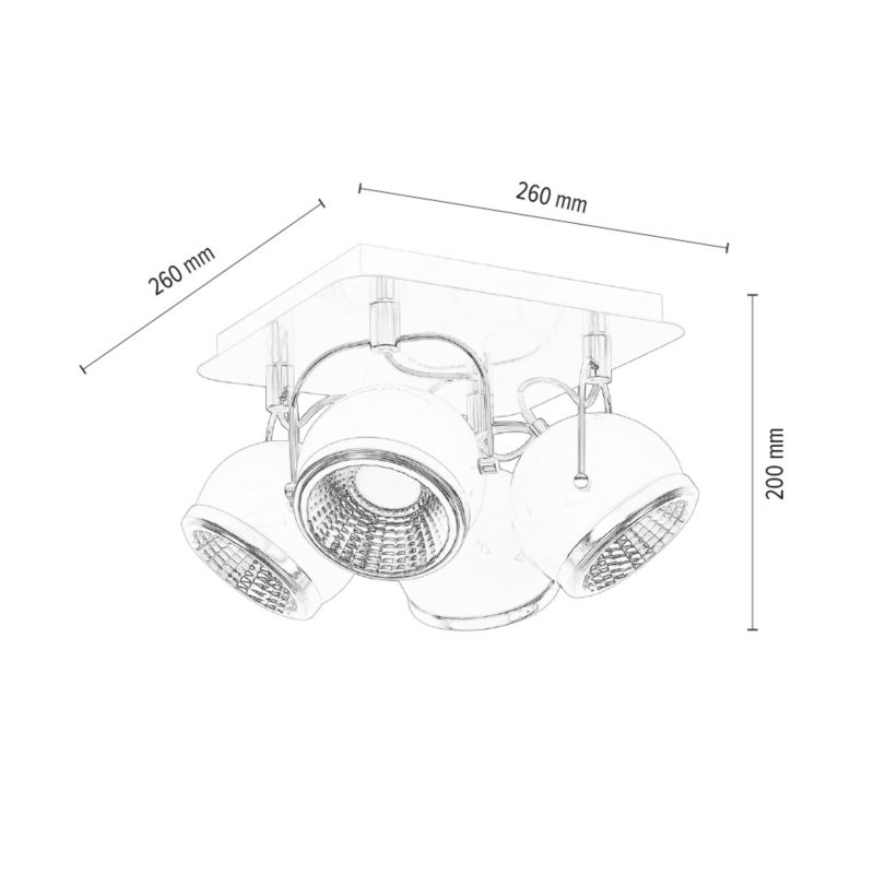 Lampa Sufitowa SPOT Light  4xGU10 LED 6W Klasyczna Czerń w Industrialnym Stylu, Polski Producent, 1 szt.