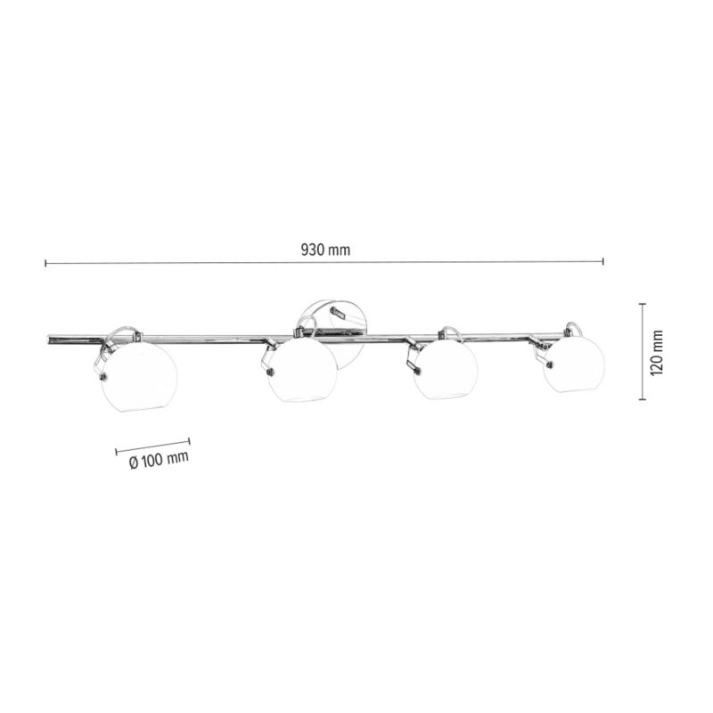 Lampa Sufitowa SPOT Light  4xLED 3W Chrom i Białe Szkło, Minimalistyczny Design od Polskiego Producenta, 1 szt.