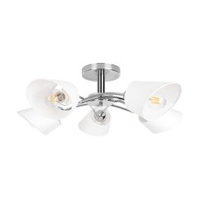 Lampa Sufitowa SPOT Light  5xE27 Max.40W Klasyczna Kombinacja Chromu z Białą Tkaniną, Polski Producent, 1 szt.