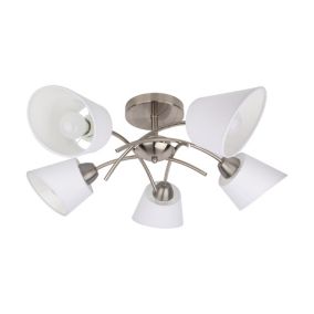 Lampa Sufitowa SPOT Light  5xE27 Max.40W Klasyczna Kompozycja Satyny z Białą Tkaniną, Polski Producent, 1 szt.