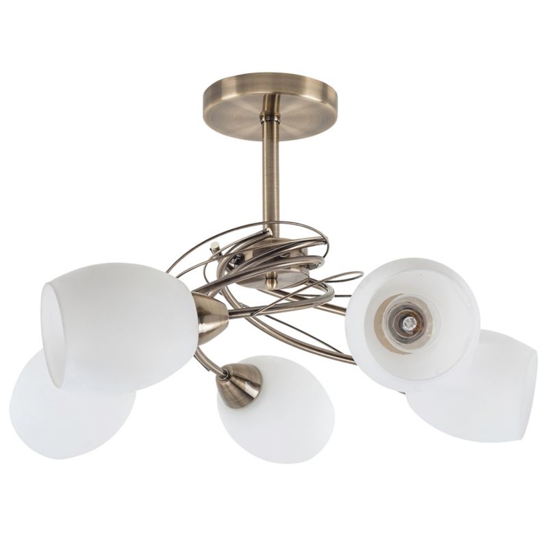 Lampa Sufitowa SPOT Light  5xE27 Max.60W Antyczna Patyna z Białymi Kloszami, Polski Producent, 1 szt.