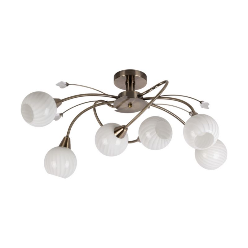 Lampa Sufitowa SPOT Light 6xE14 Max.40W Subtelne Połączenie Patyny z Białymi Kloszami, Polski Producent, 1 szt.