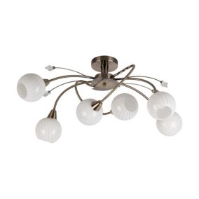 Lampa Sufitowa SPOT Light 6xE14 Max.40W Subtelne Połączenie Patyny z Białymi Kloszami, Polski Producent, 1 szt.