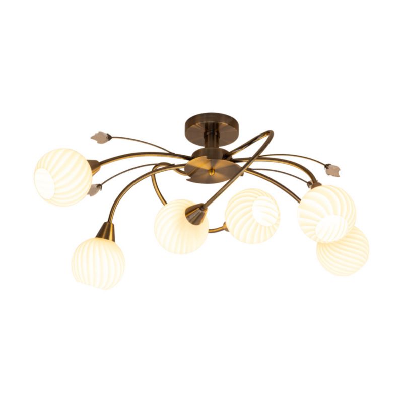 Lampa Sufitowa SPOT Light 6xE14 Max.40W Subtelne Połączenie Patyny z Białymi Kloszami, Polski Producent, 1 szt.
