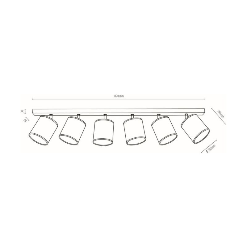 Lampa Sufitowa SPOT Light 6xE27 Max.25W Eleganckie Połączenie Czerni z Srebrnymi Abażurami, Polski Producent, 1 szt.