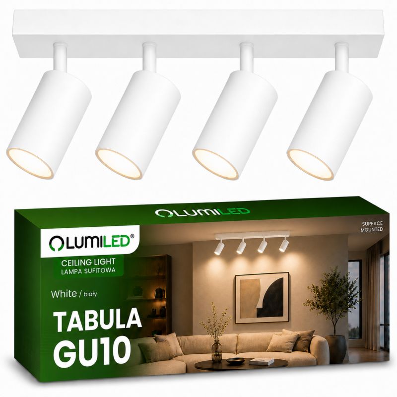 Lampa Sufitowa SPOT TUBA Reflektor Oprawa Halogenowa 4x GU10 TABULA LUMILED 1szt.