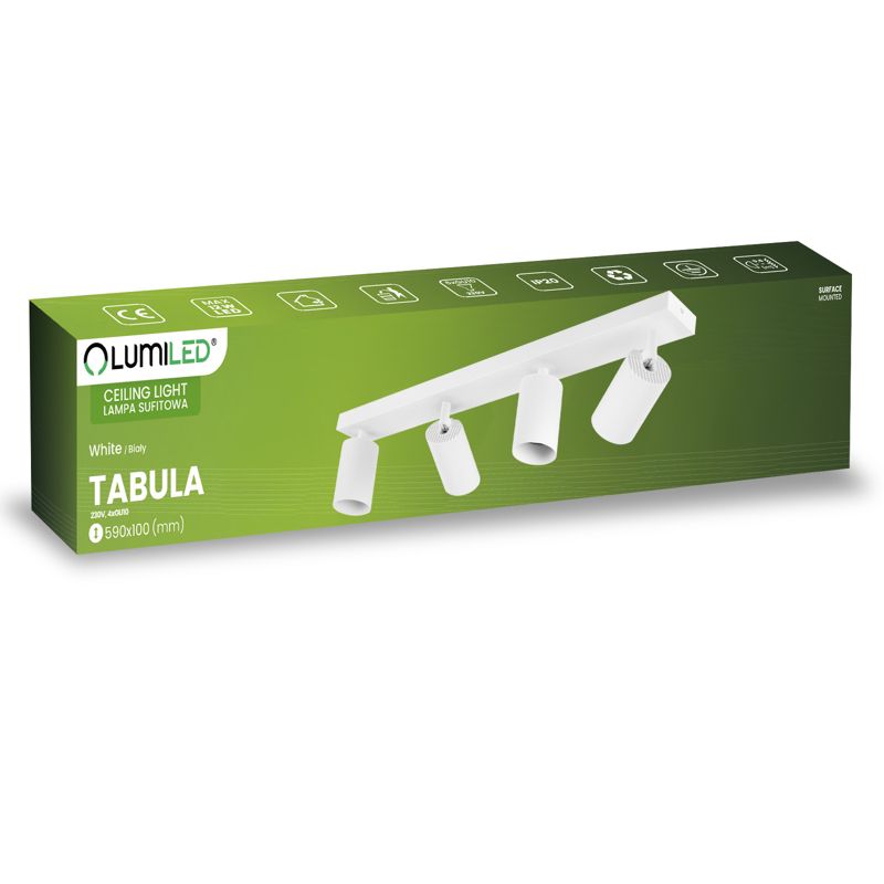 Lampa Sufitowa SPOT TUBA Reflektor Oprawa Halogenowa 4x GU10 TABULA LUMILED 1szt.