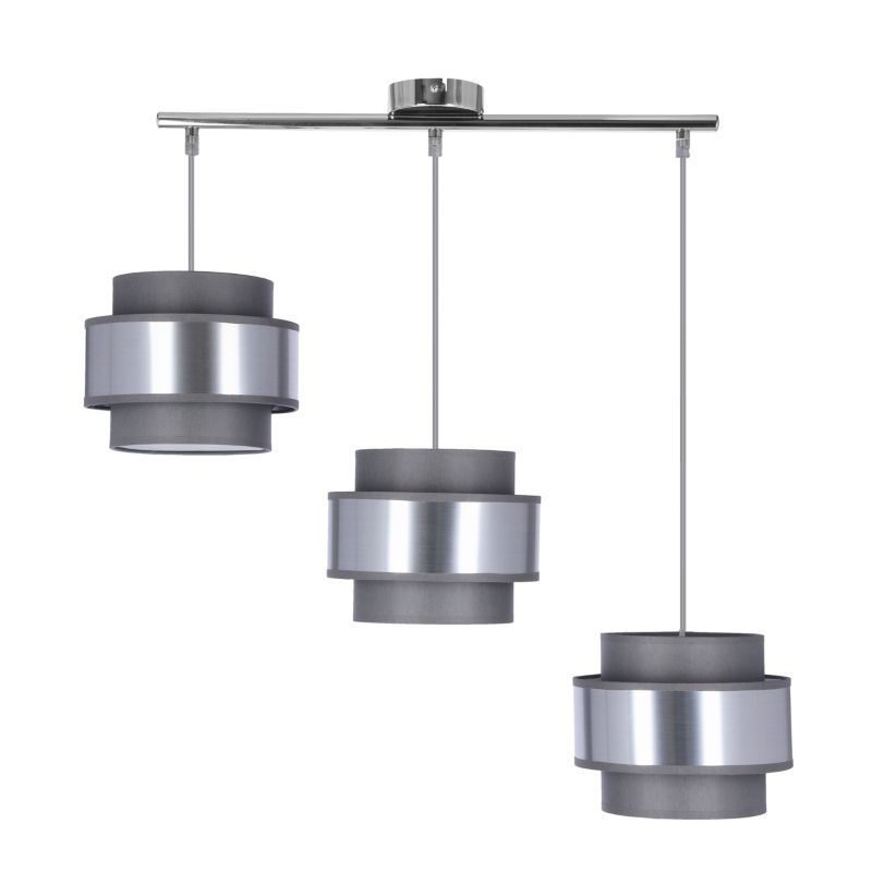 Lampa sufitowa szaro-srebrne abażury Candellux Hare chromowana-srebrna 3xE27x60W IP20 wym:115x65x20cm - 1 szt.