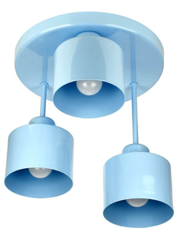 Lampa sufitowa Szpak Wulkan 3 B10 dziecięca metalowa niebieska 3xE27 1szt