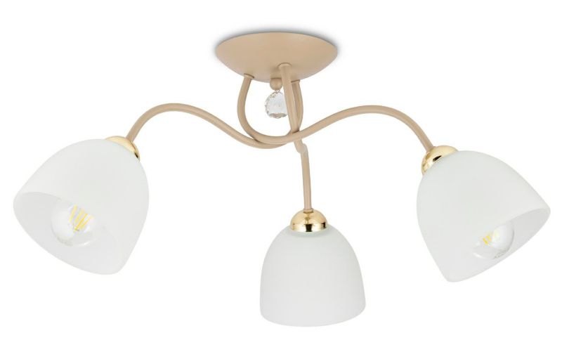 Lampa sufitowa Tina HowHomely beżowa Szkło 3xE27 1 szt.