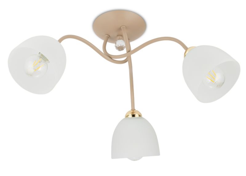 Lampa sufitowa Tina HowHomely beżowa Szkło 3xE27 1 szt.