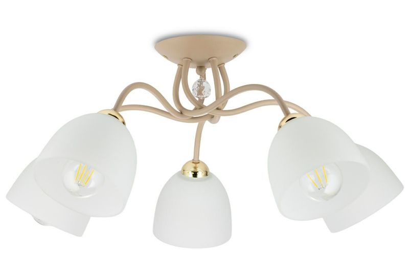 Lampa sufitowa Tina HowHomely beżowa szkło 5xE27 1 szt.