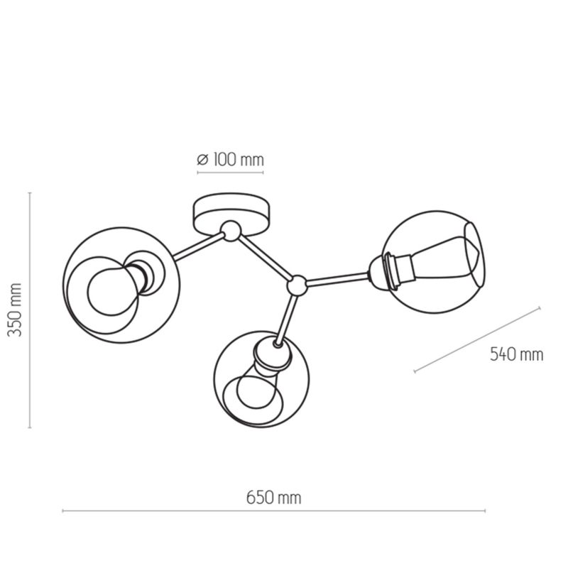 Lampa Sufitowa TK Lighting Fairy czarny stelaż przeźroczyste kule molekuły -1szt.