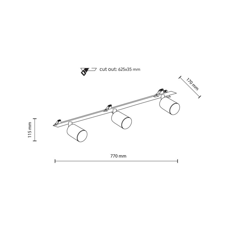 Lampa Sufitowa TK-Lighting Nex biała 3Xgu10 Podtynkowa listwa regulowana - 1szt.