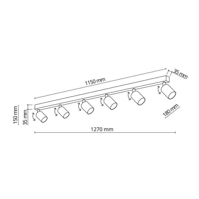 Lampa Sufitowa TK Lighting Nex biała listwa 127cm regulowane spoty 6Xgu10 -1szt.