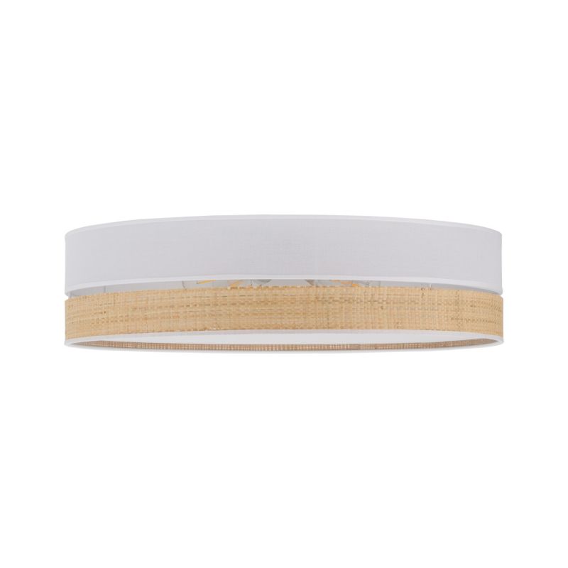 Lampa Sufitowa TK Lighting Paglia plafon biały ratan słomkowy 4xE27 45cm średnicy -1szt.