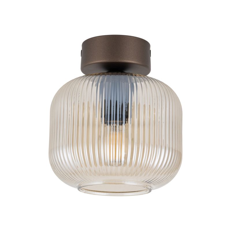 Lampa Sufitowa TK Lighting Salvia brązowy plafon 1Xe14 klosz ryflowany -1szt.