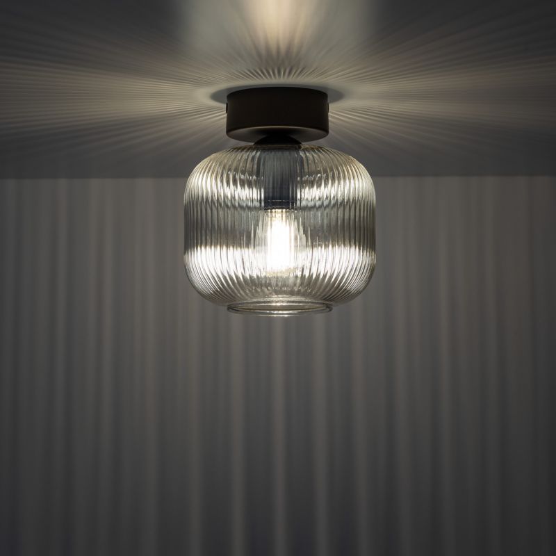 Lampa Sufitowa TK Lighting Salvia brązowy plafon 1Xe14 klosz ryflowany -1szt.