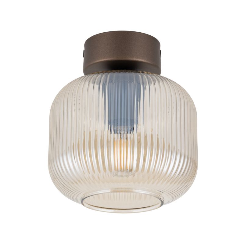 Lampa Sufitowa TK Lighting Salvia brązowy plafon 1Xe14 klosz ryflowany -1szt.