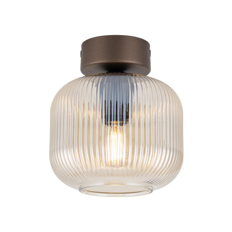 Lampa Sufitowa TK Lighting Salvia brązowy plafon 1Xe14 klosz ryflowany -1szt.