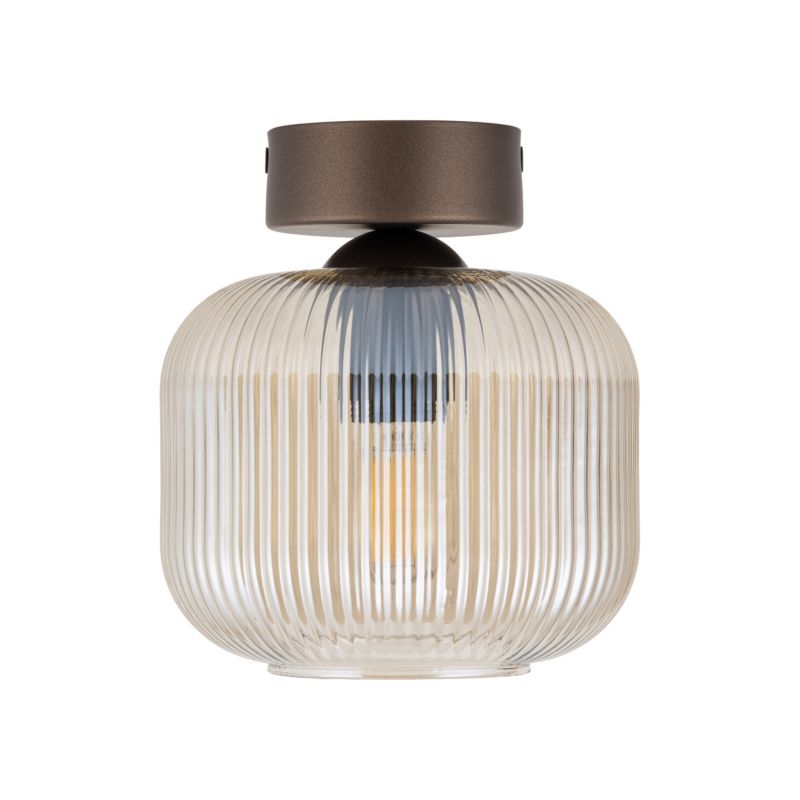 Lampa Sufitowa TK Lighting Salvia brązowy plafon 1Xe14 klosz ryflowany -1szt.