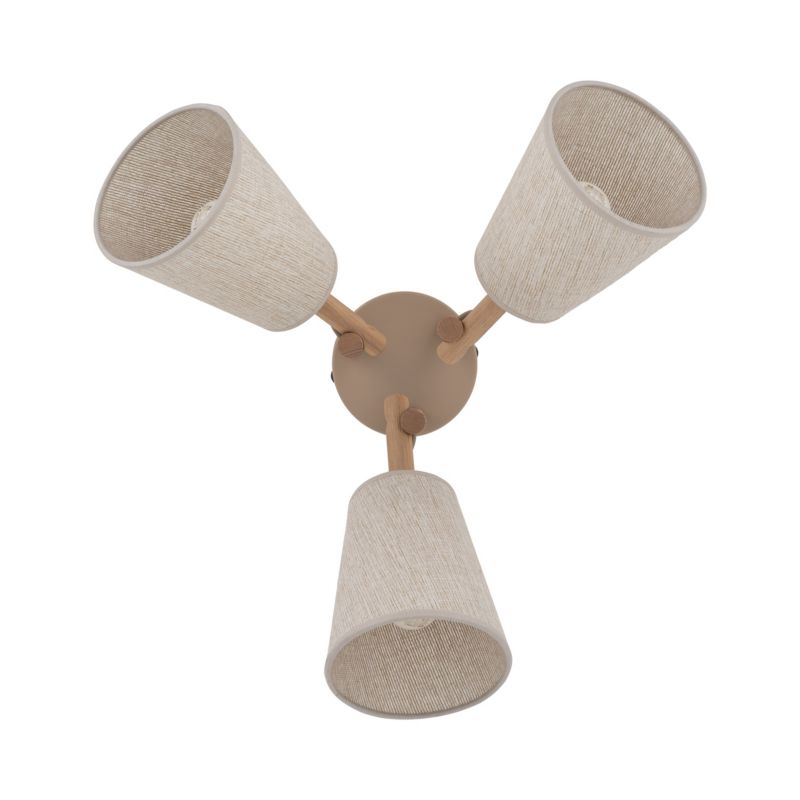 Lampa Sufitowa TK Lighting Vaio Sabia beżowa drewno len 3Xe27 -1szt.