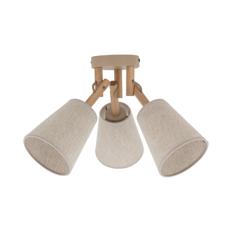 Lampa Sufitowa TK Lighting Vaio Sabia beżowa drewno len 3Xe27 -1szt.