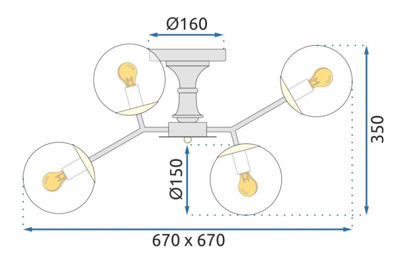 Lampa Sufitowa Toolight App1134-6C Czarny Złoty