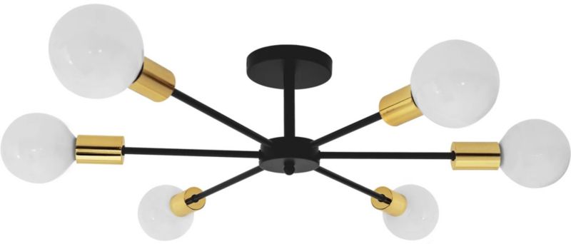 Lampa Sufitowa Toolight App501-6C Czarny Złoty