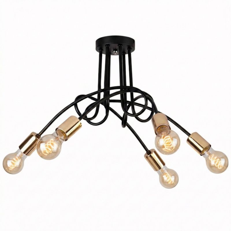 Lampa Sufitowa Toolight App518-5C Paradise Czarny Złoty