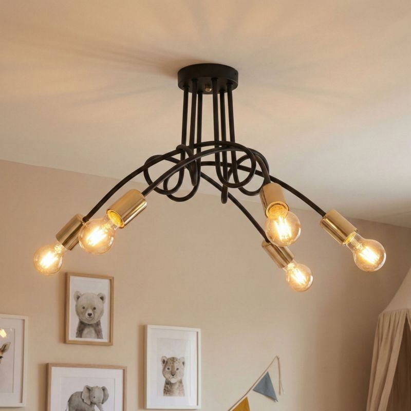 Lampa Sufitowa Toolight App518-5C Paradise Czarny Złoty