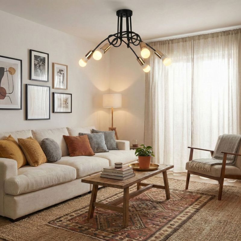 Lampa Sufitowa Toolight App518-5C Paradise Czarny Złoty