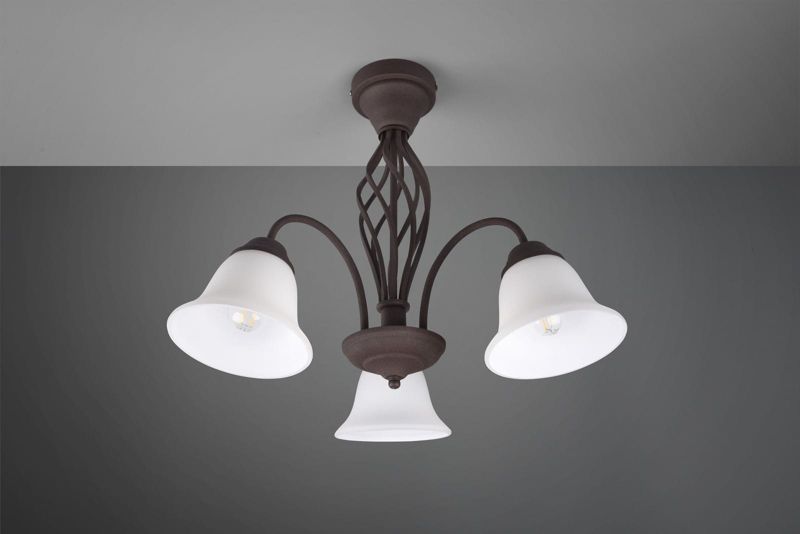 Lampa sufitowa Trio Rustica brązowo-biała wym: 42,5 x 55 x 55 cm 3xE14 x 40W 1 szt.
