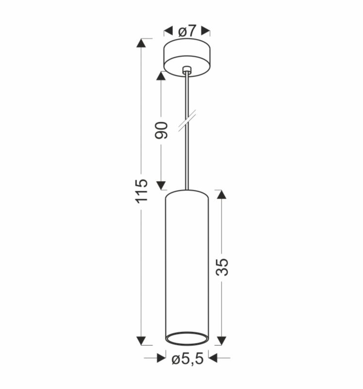 Lampa sufitowa tuba Candellux Conti czarna 1xGU10x15W IP20 wym:115x5,5x5,5cm - 1 szt.