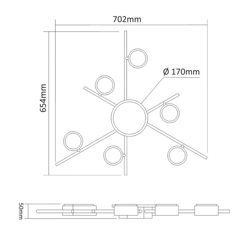 Lampa sufitowa Videx spotGX53 czarna 6xGX53x30W IP20 wym:5x70x65cm - 1 szt.
