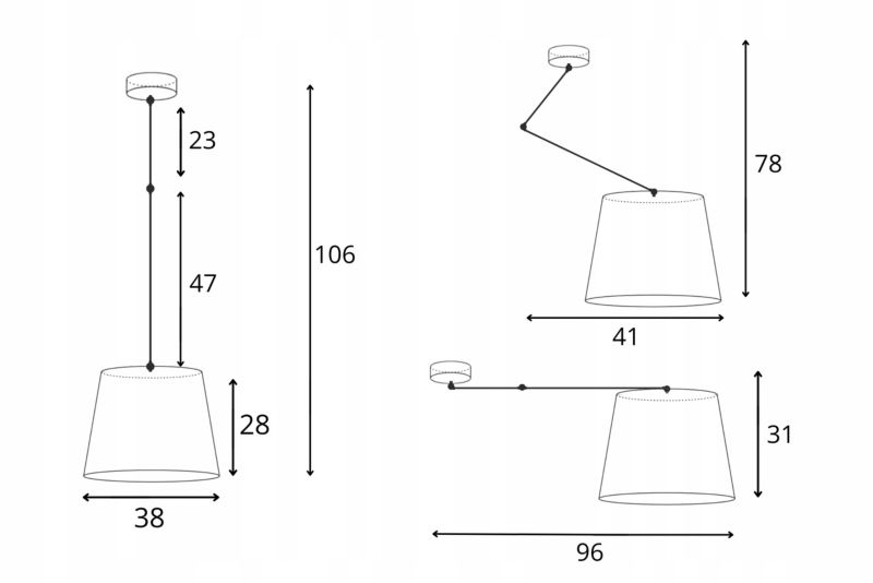 Lampa sufitowa Volta Light Factory żyrandol lampa wisząca z abażurem stożek Biały/Miętowy SOUL 1szt.
