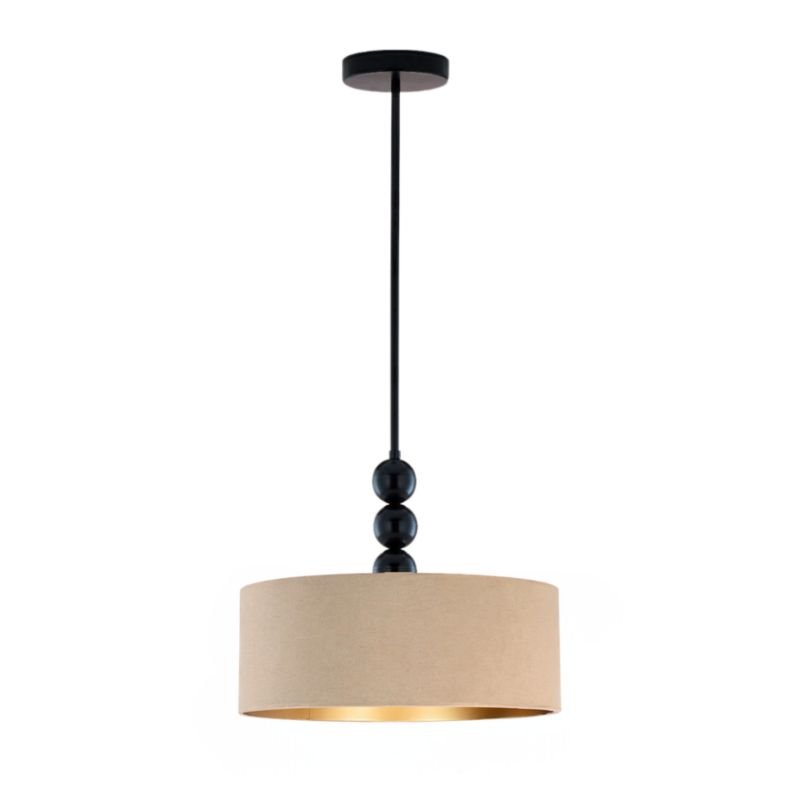 Lampa sufitowa Volta Light Factory żyrandol lampa wisząca z abażurem walec Beżowy ze złotem welur IKO 1szt.